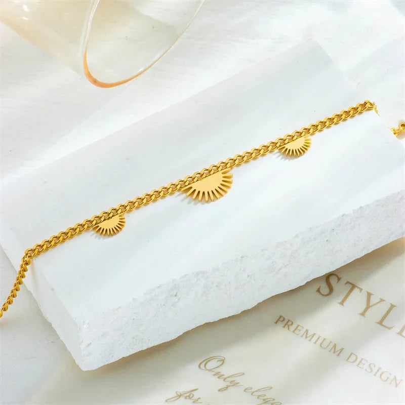 Half Sun Charm Necklace and Bracelet Set