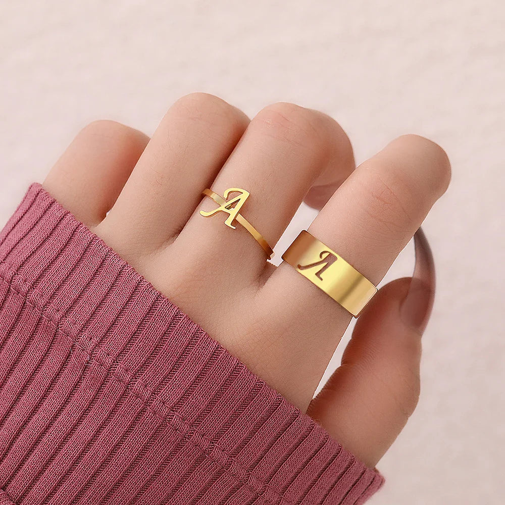 Adjustable Couples Matching Letter Rings