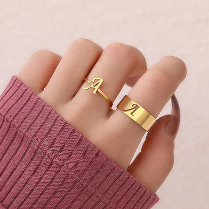 Adjustable Couples Matching Letter Rings