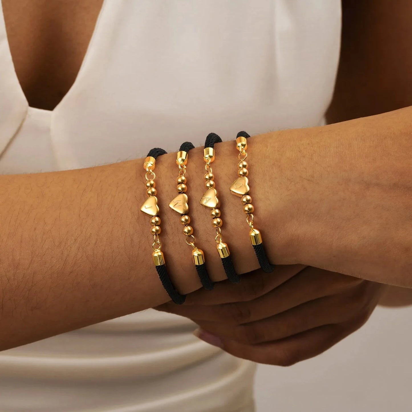 Heart Letter Initial Milan Rope Bracelet