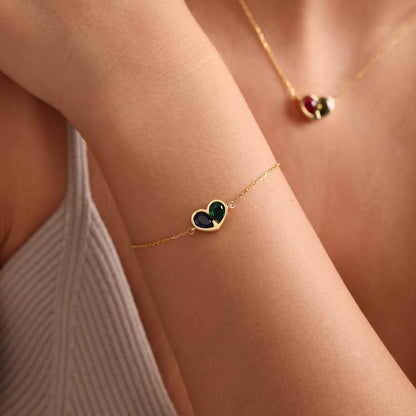 Forever Linked Birthstone Heart Necklace & Bracelet