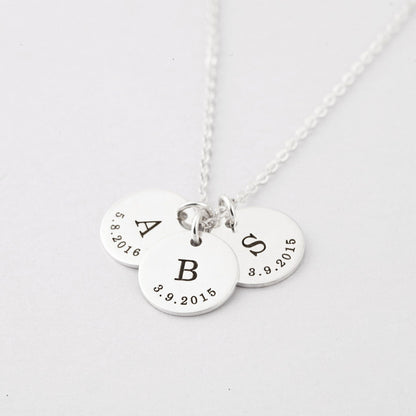 Dainty Personalized Disc Initial & Date Necklace