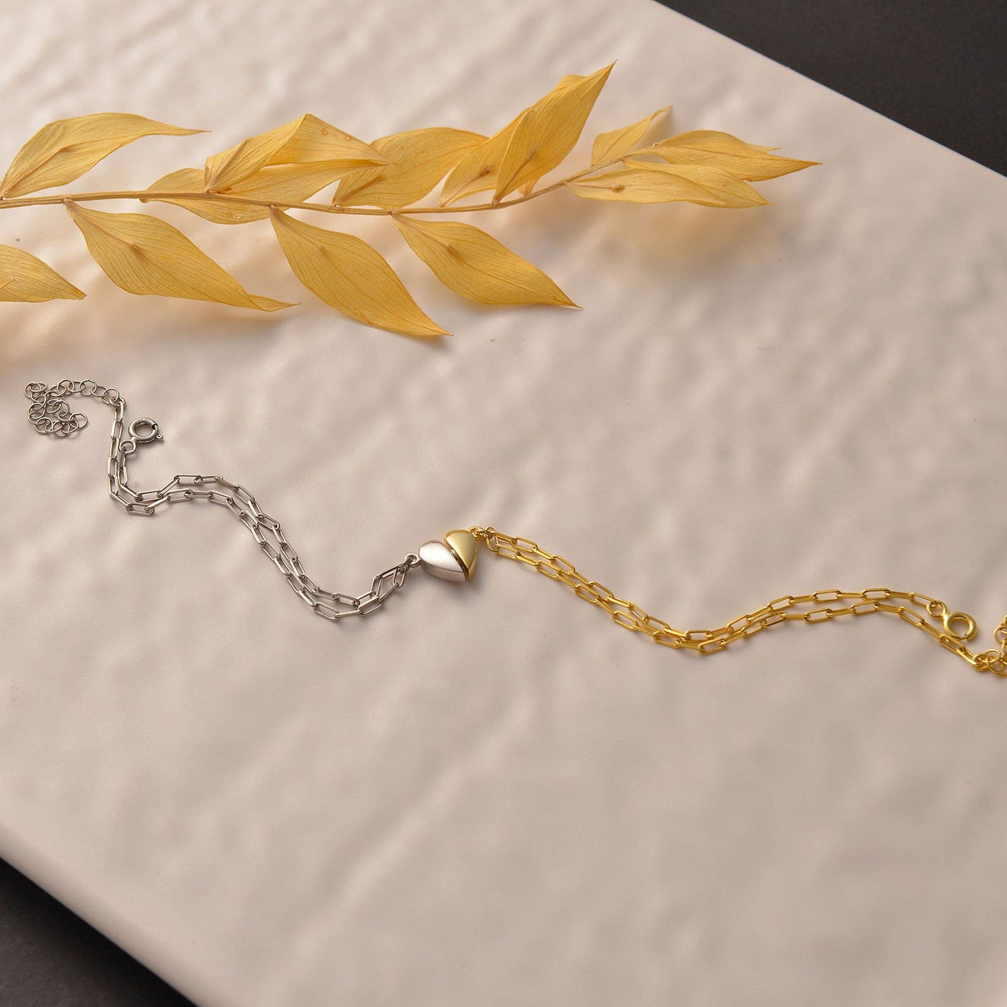 Magnetic Heart Paperclip Chain Love Bracelet Set