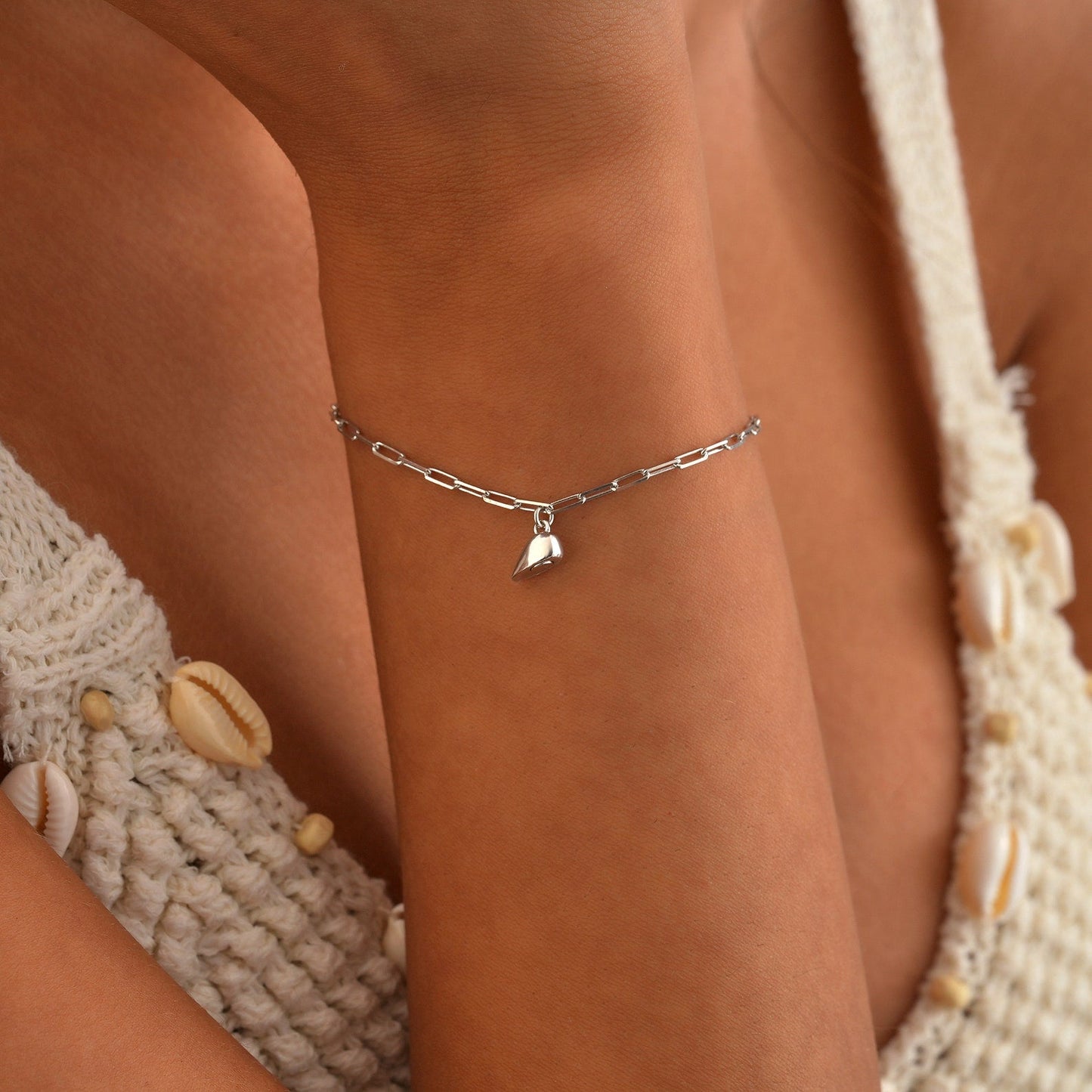 Magnetic Heart Paperclip Chain Love Bracelet Set