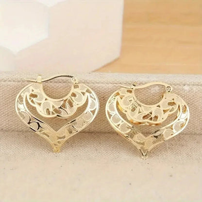 Intricate Open Heart Golden Earrings