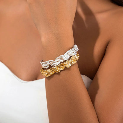 Irregular Crumbled Textured Bangle Bracelet