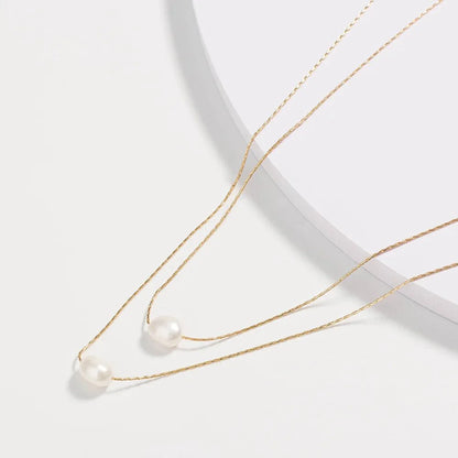 Layered Dainty Strung Pearls Necklace