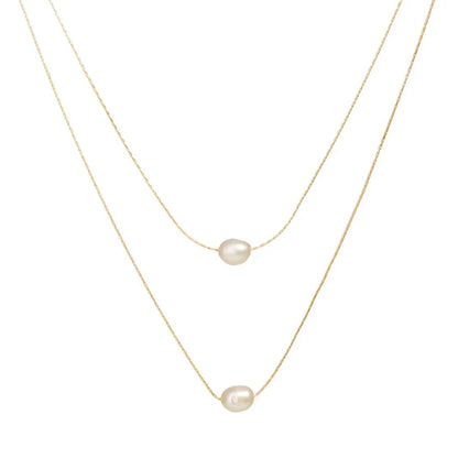 Layered Dainty Strung Pearls Necklace