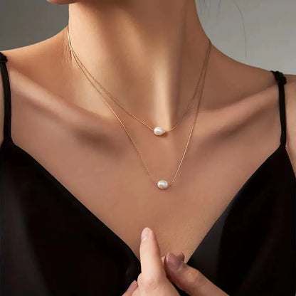 Layered Dainty Strung Pearls Necklace