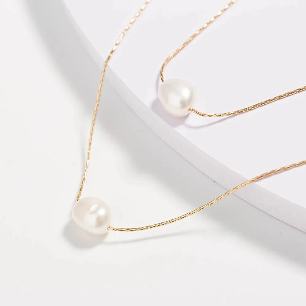 Layered Dainty Strung Pearls Necklace