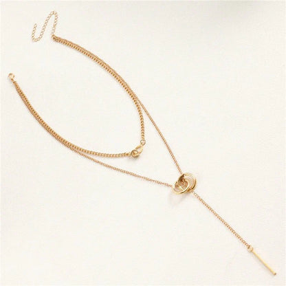 Layered Dual Circle Chain Necklace
