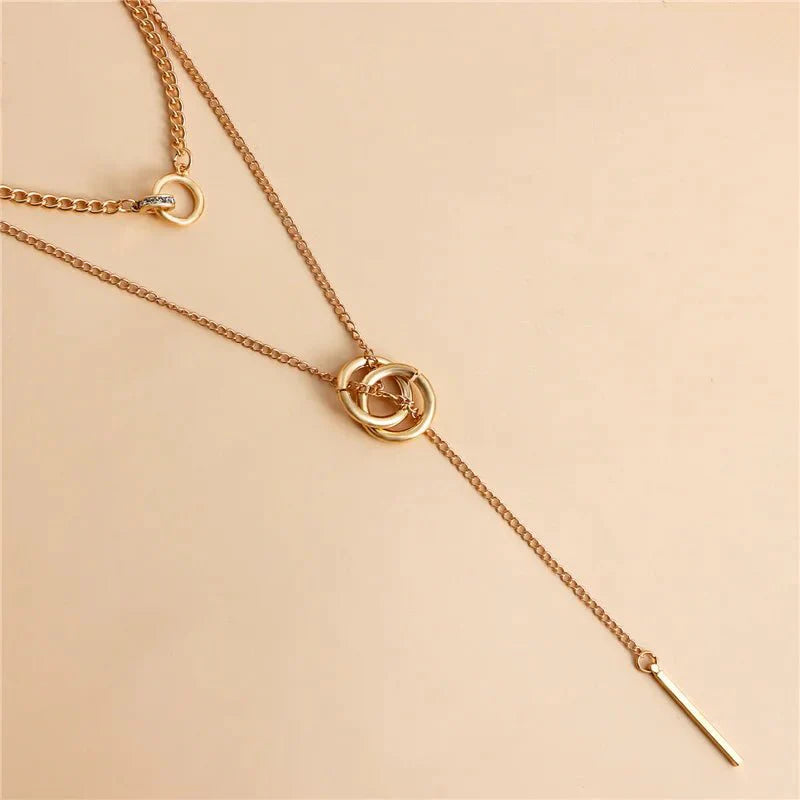 Layered Dual Circle Chain Necklace