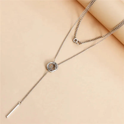 Layered Dual Circle Chain Necklace