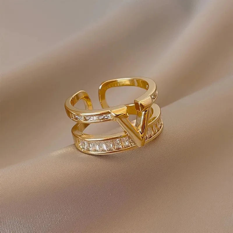 Layered "V" Diamond Ring