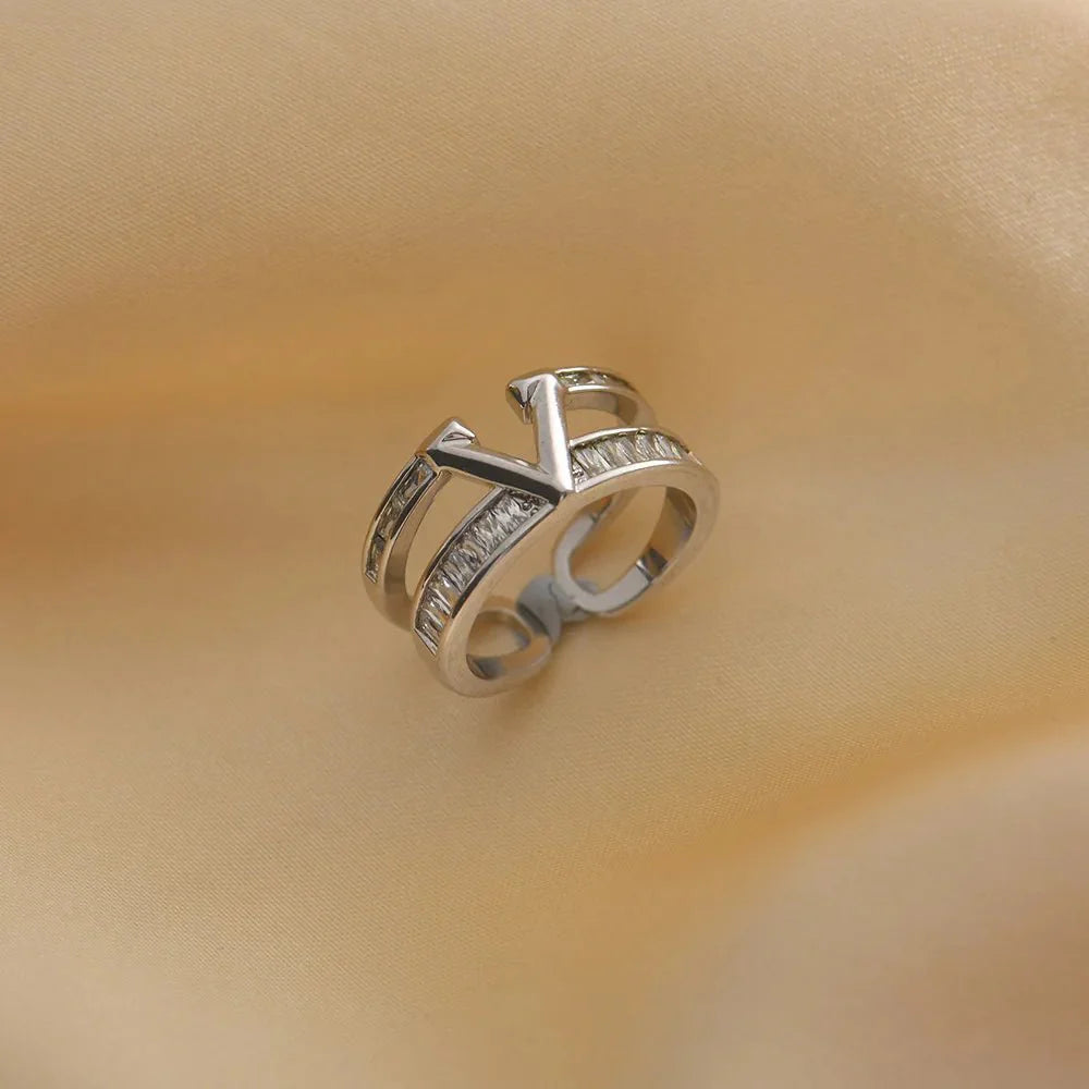 Layered "V" Diamond Ring