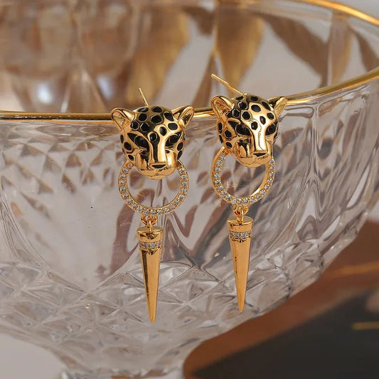 Leopard Circle Dangle Earrings