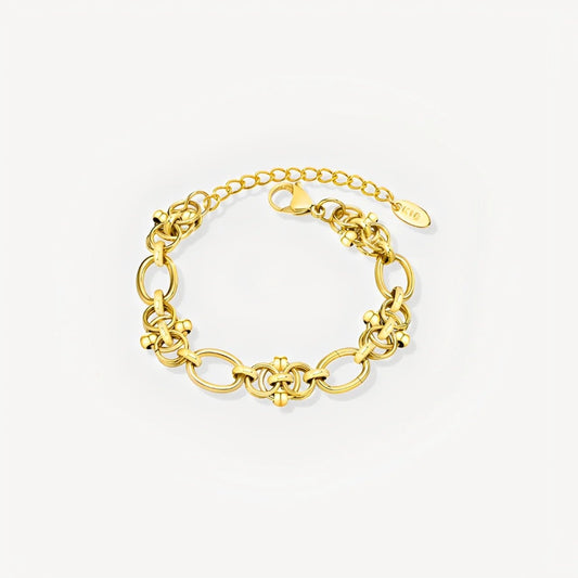 Gold bracelet on a white background