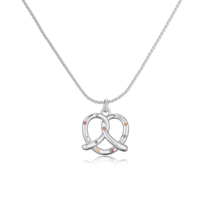 Silver necklace with a unique pendant on a white background