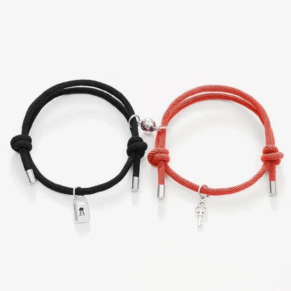 Lock and Key Magnetic Rope Bracelet Set