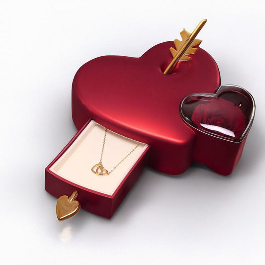 Eternal Love Box Dual Hearts Engraved Necklace