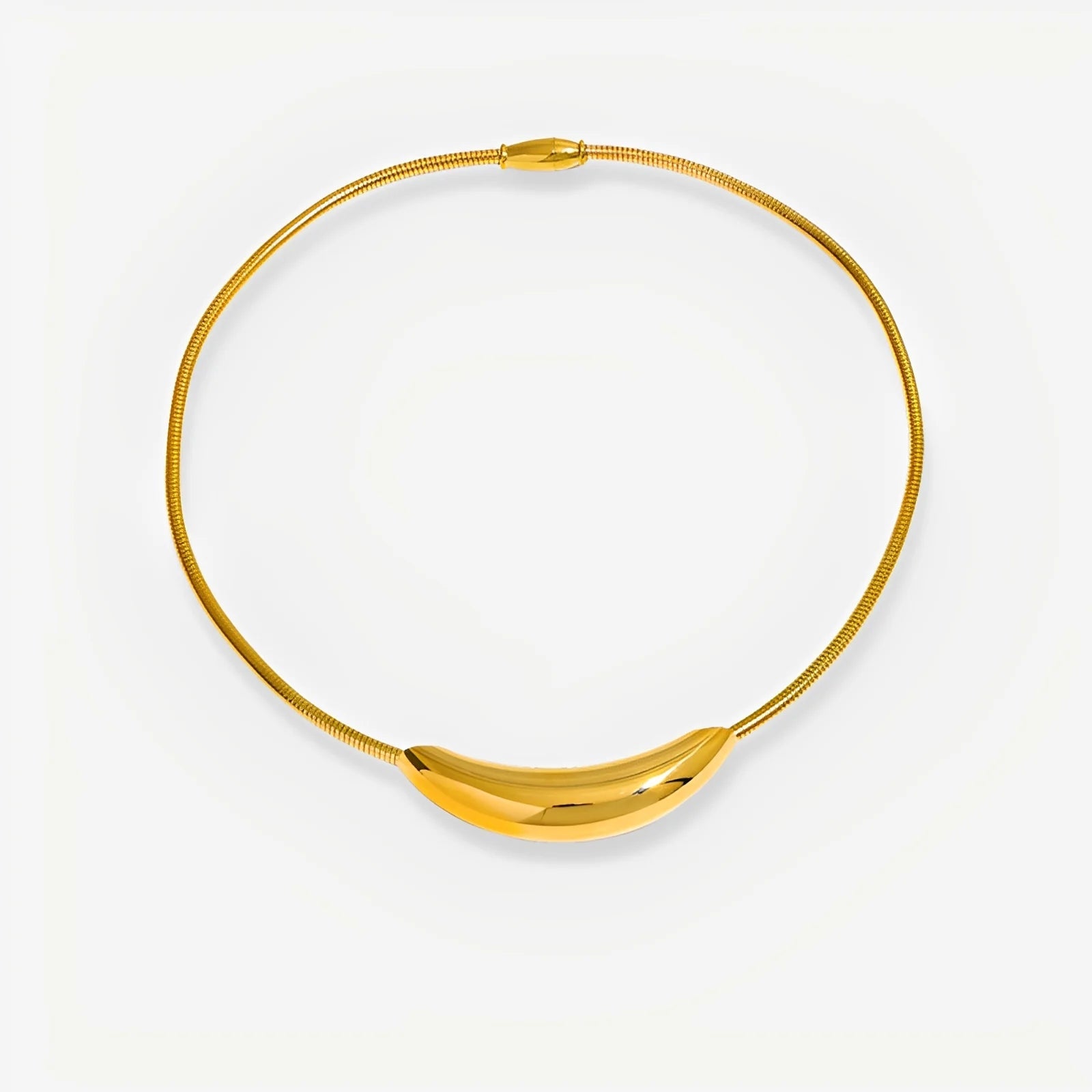 Gold necklace on a white background