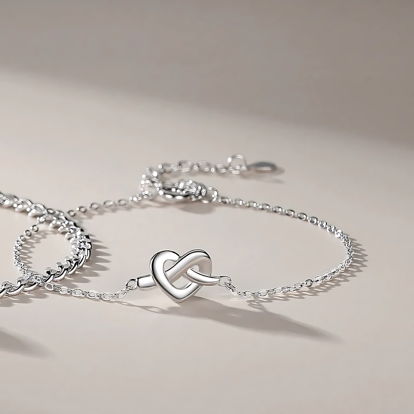 S925 Dainty Heart Knot Love Bracelet