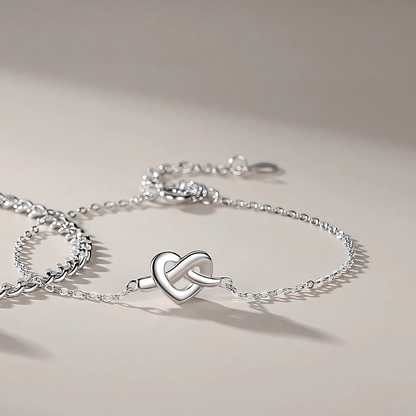 S925 Dainty Heart Knot Love Bracelet