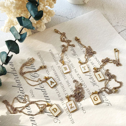 Minimal Accented Pearl Letter Initial Necklace