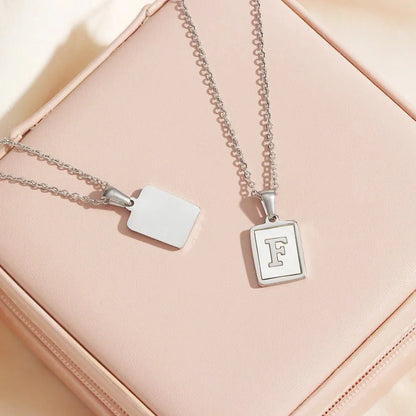 Minimal Accented Pearl Letter Initial Necklace