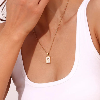 Minimal Accented Pearl Letter Initial Necklace