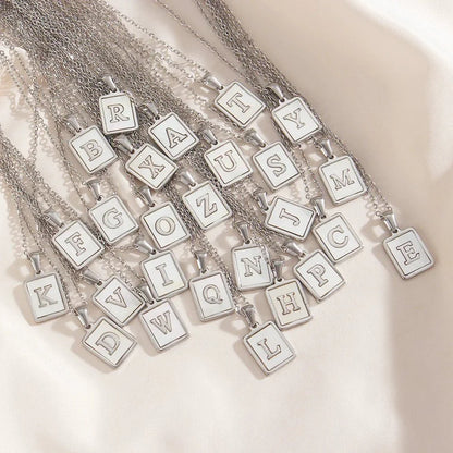 Minimal Accented Pearl Letter Initial Necklace