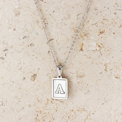 Minimal Accented Pearl Letter Initial Necklace