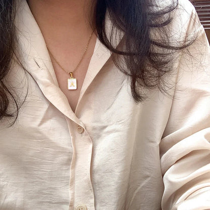 Minimal Accented Pearl Letter Initial Necklace