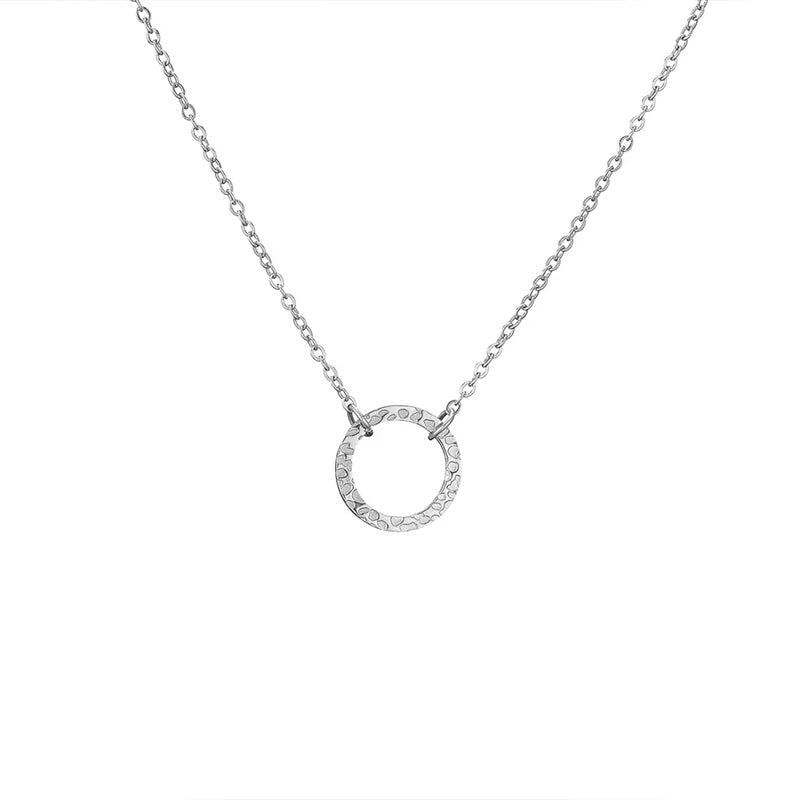 Minimal Textured Circle Necklace