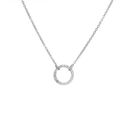 Minimal Textured Circle Necklace