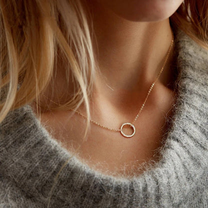 Minimal Textured Circle Necklace