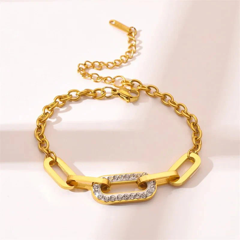 Paperclip Diamond Accented Bracelet