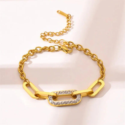 Paperclip Diamond Accented Bracelet