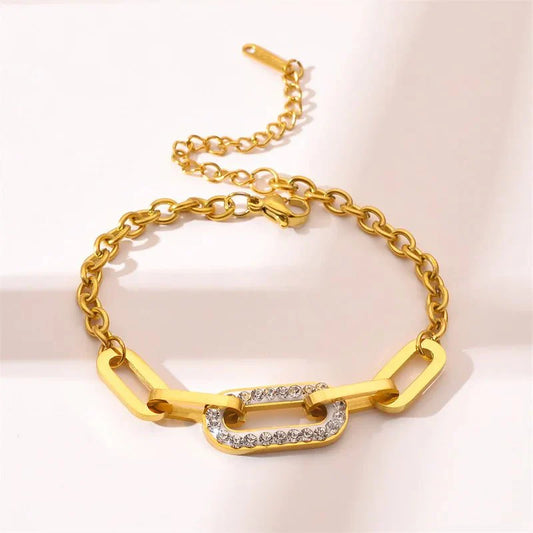 Paperclip Diamond Accented Bracelet