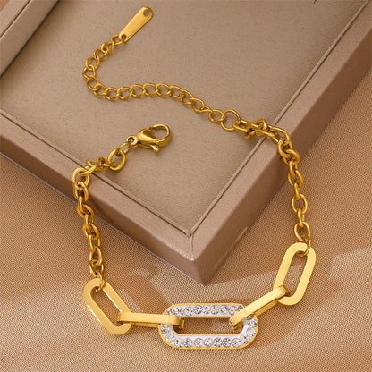 Paperclip Diamond Accented Bracelet