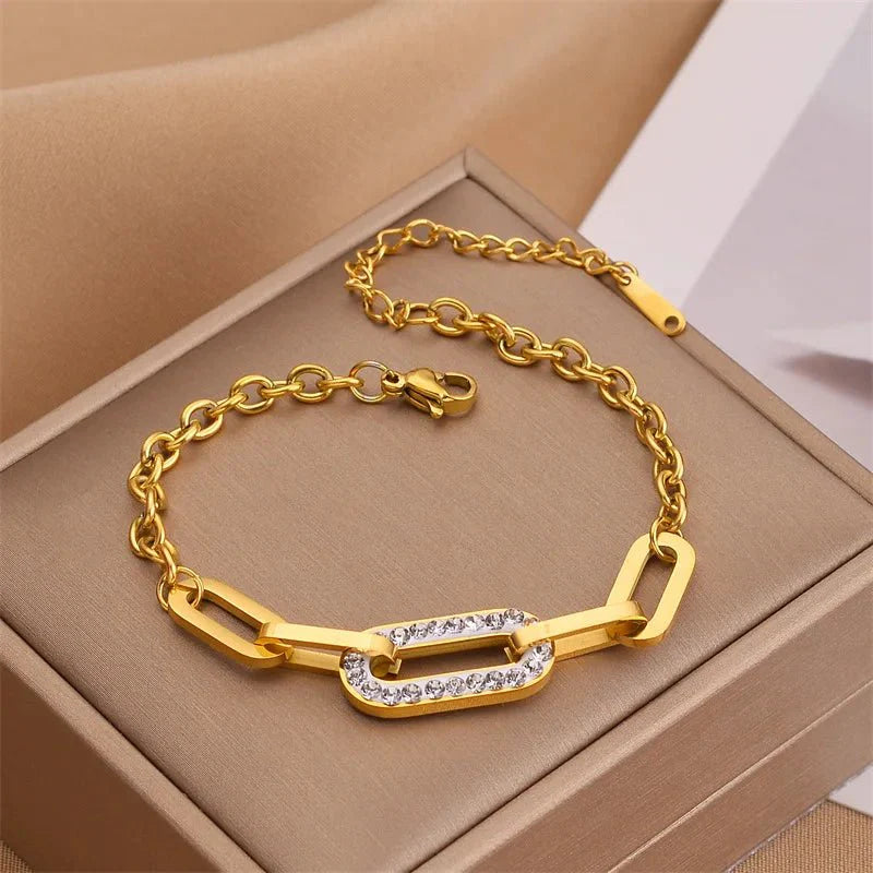 Paperclip Diamond Accented Bracelet