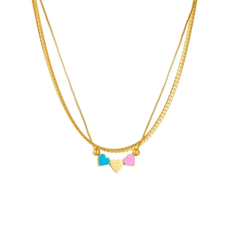 Pastel Forever Love Heart Necklace and Bracelet