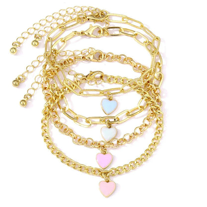 Pastel Heart Bracelet Stack