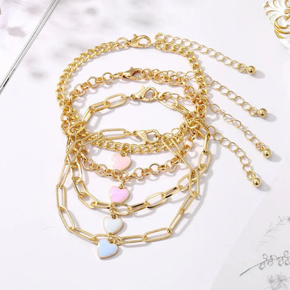 Pastel Heart Bracelet Stack