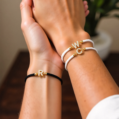 Personalized Unity Diamond Initial Bracelet