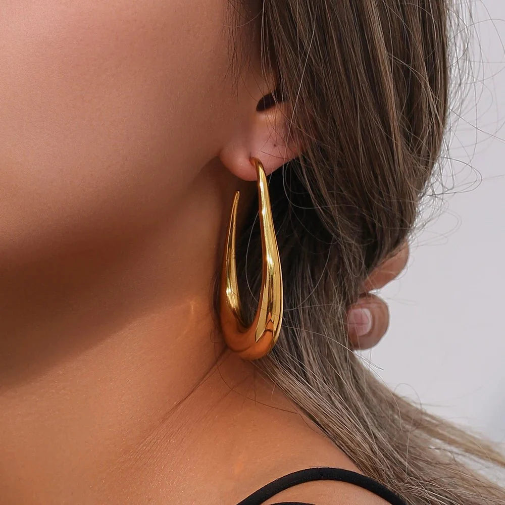 Pear Outlined Hoop Earrings