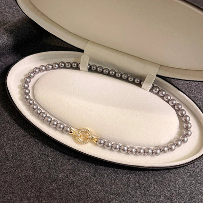 Pearl Diamond Accented Circle Pendant Bracelet and Necklace