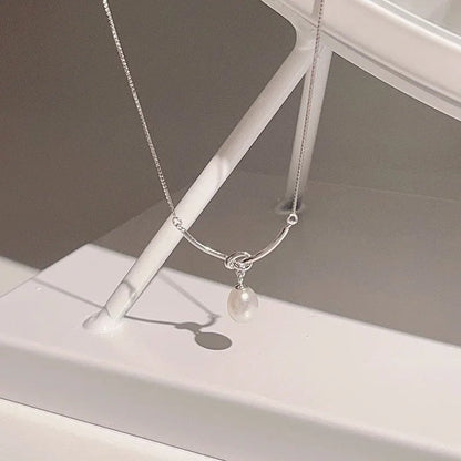 Pearl Drop Knot Dainty Chain Necklace