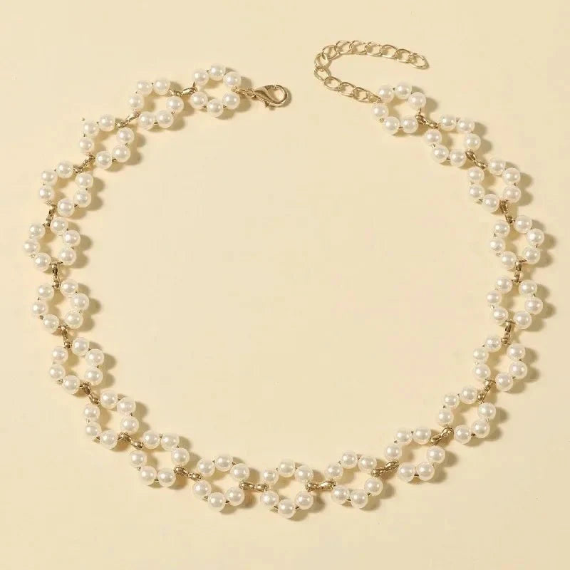 Pearl Floral Daisy Choker Necklace