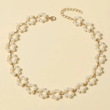 Pearl Floral Daisy Choker Necklace